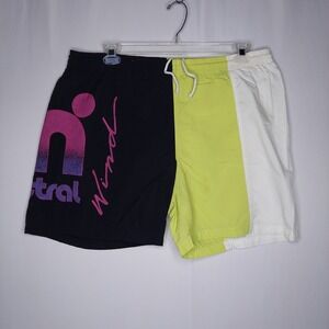 Mistral 90s Vtg Swim Shorts Men XL Colorblock Drawstring Waist Pocket Mesh Lined